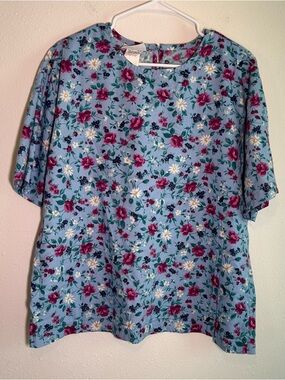 VTG Jantzen Classics Floral Top Sz XL 80s 90s Cottagecore Roses Oversized Boxy